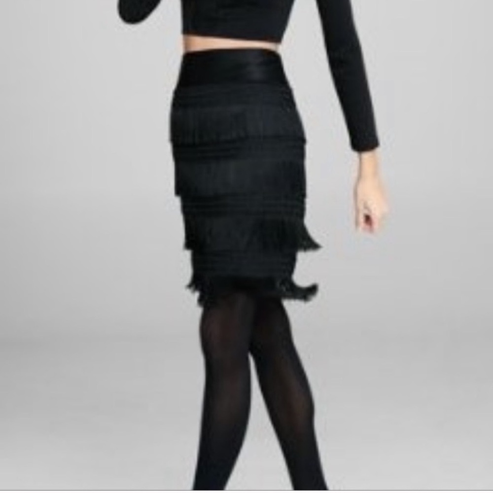 NWOT Satin Fringe Skirt